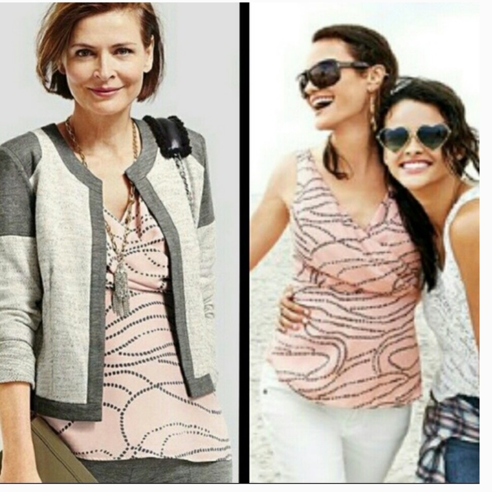 Cabi Pink Printed Sleeveless V-Neck Top